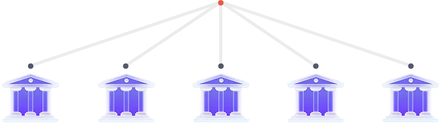Five banks diagram icons