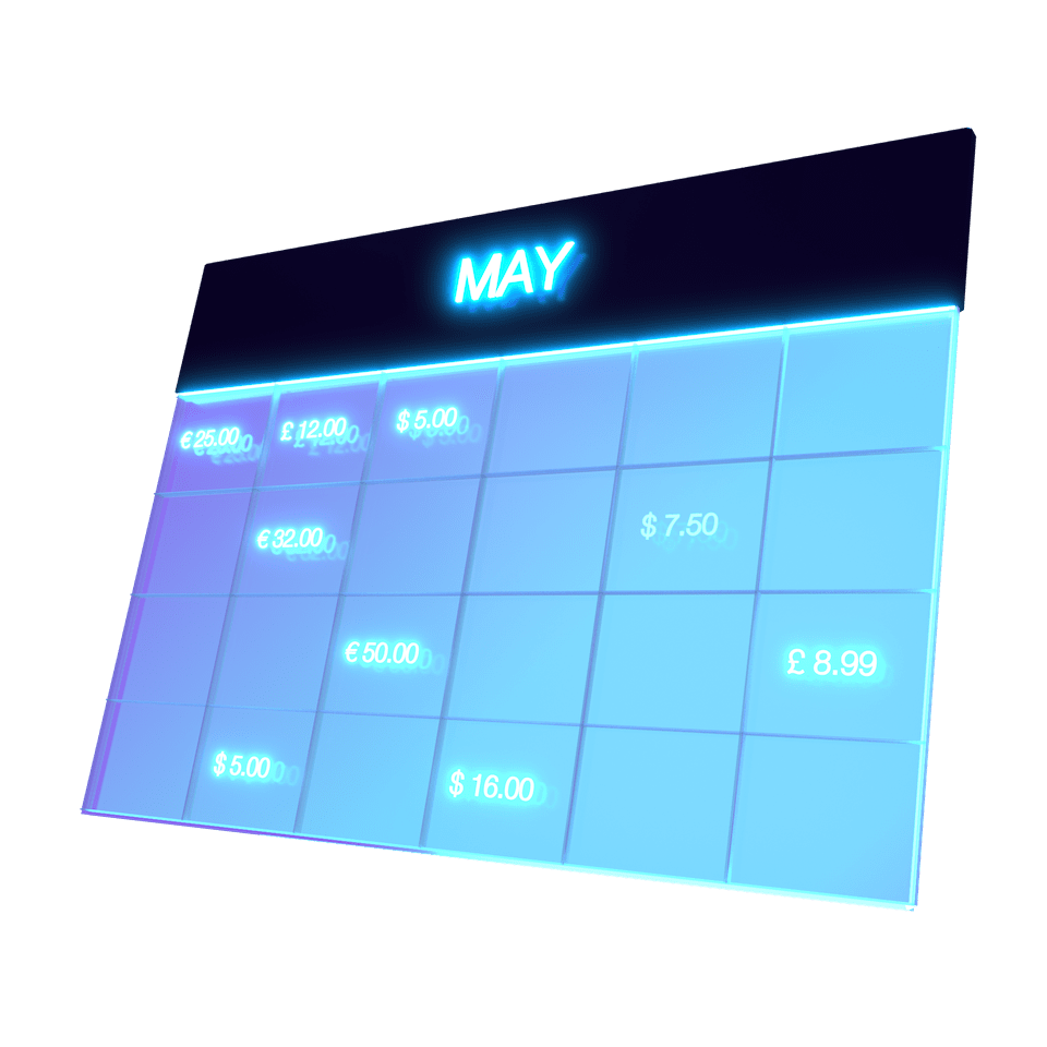 Payment calendar transparent glass gradient