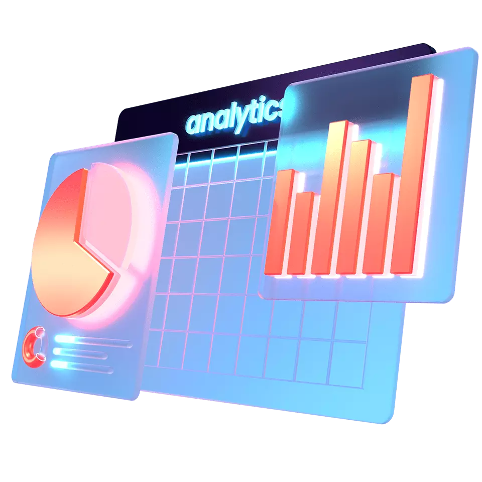 Analytics charts 3D glass icon