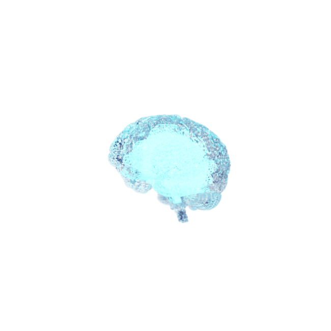 3D blue glass brain icon